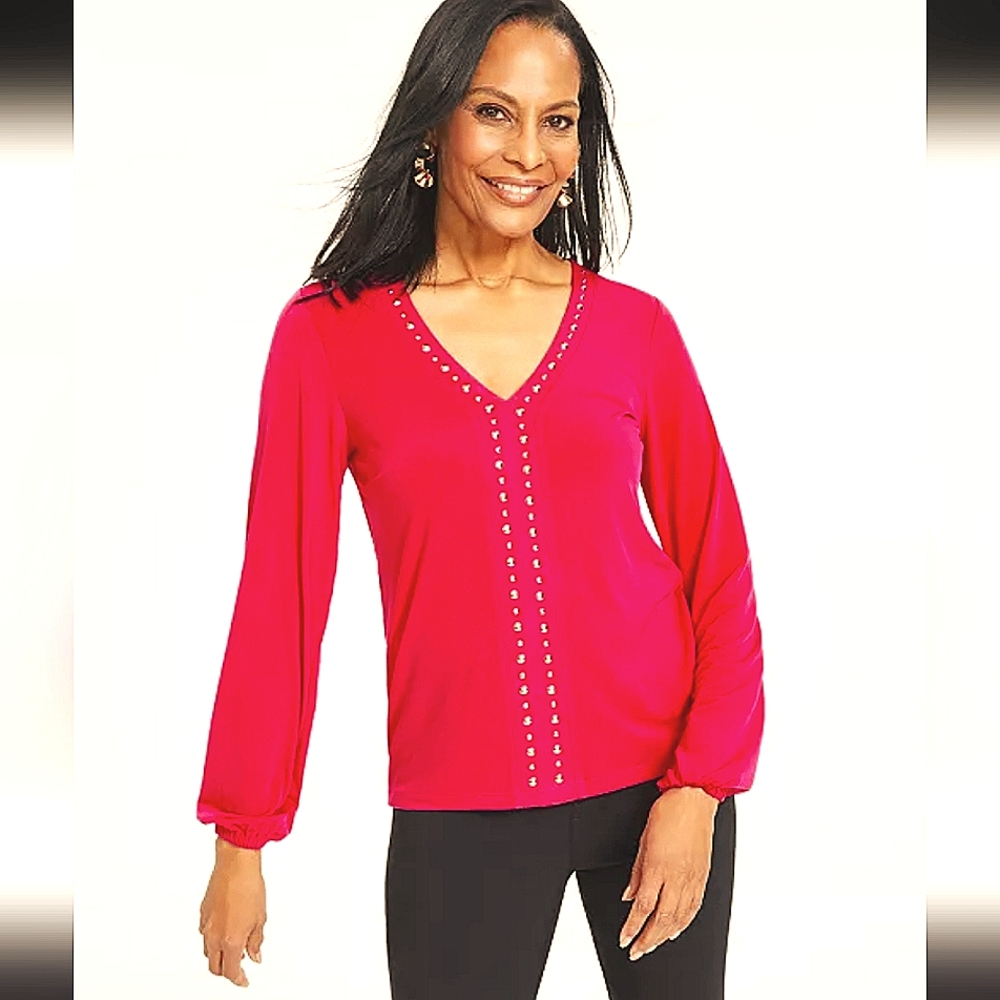 I.N.C. International Concepts Women's Gold Studded Top